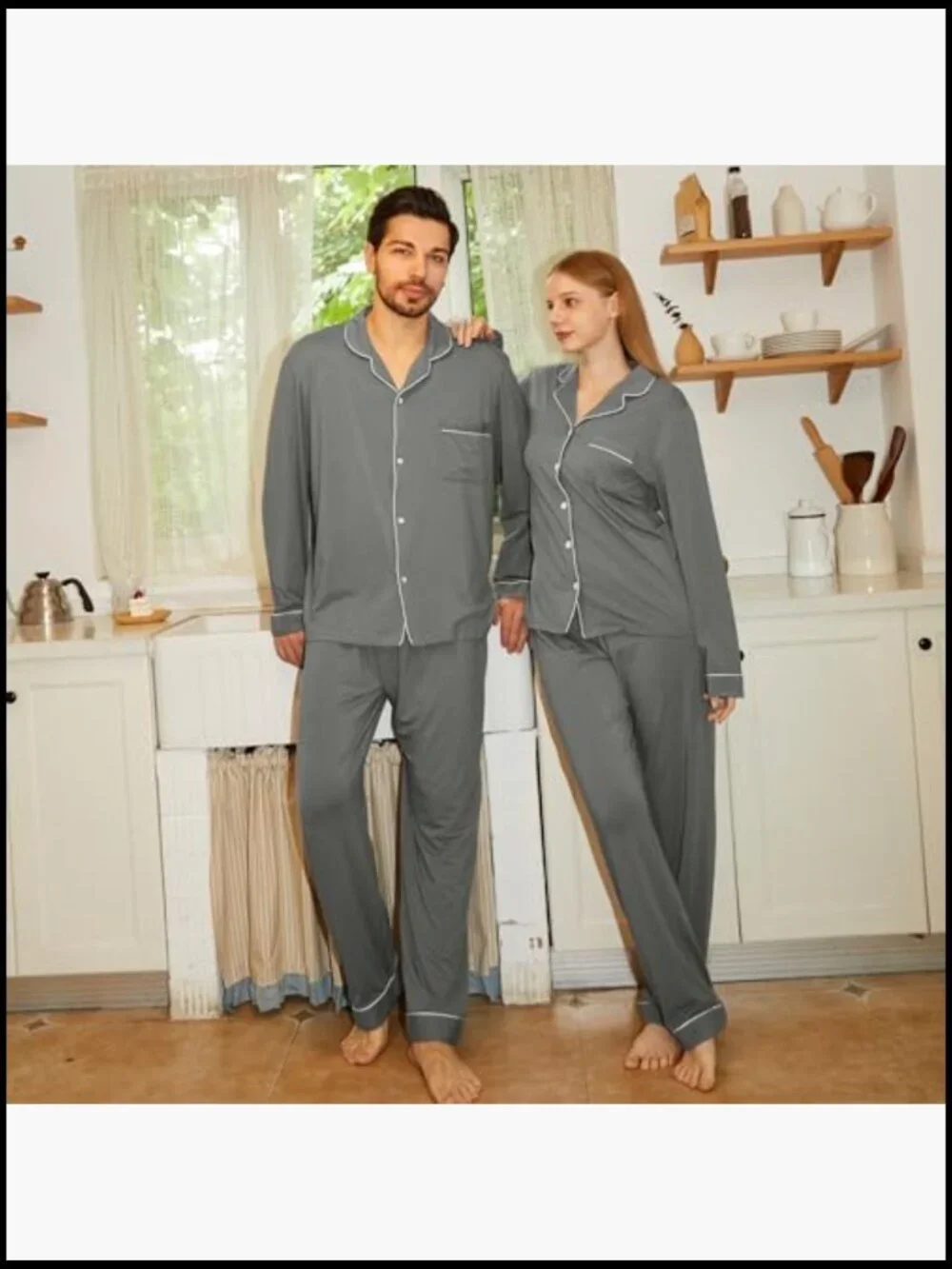Bamboo Viscose Cotton Pajama Set Long Sleeve Pants with Pockets